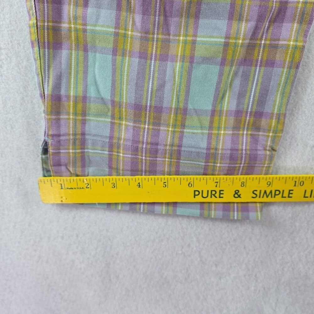 Liz Golf Audra Capris Pants Women's Size 14 Lavender Plaid Snap Pocket Stretch - Picture 7 of 8